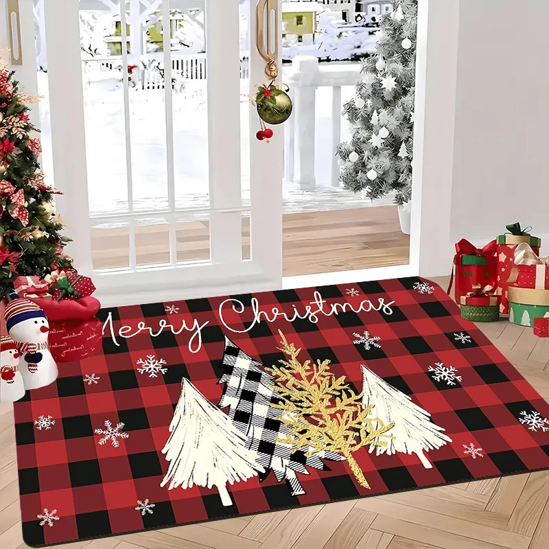 

Christmas doormat, made of flannel, washable, Christmas decorative entrance mat, suitable for rooms and bathrooms