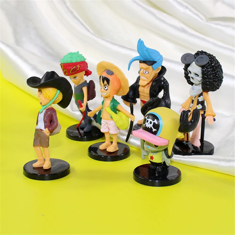 6Pcs/Set One Piece Monkey D. Luffy Roronoa Zoro Chopper Franky PVC Action Figures Statue Model Dolls Toys Gifts