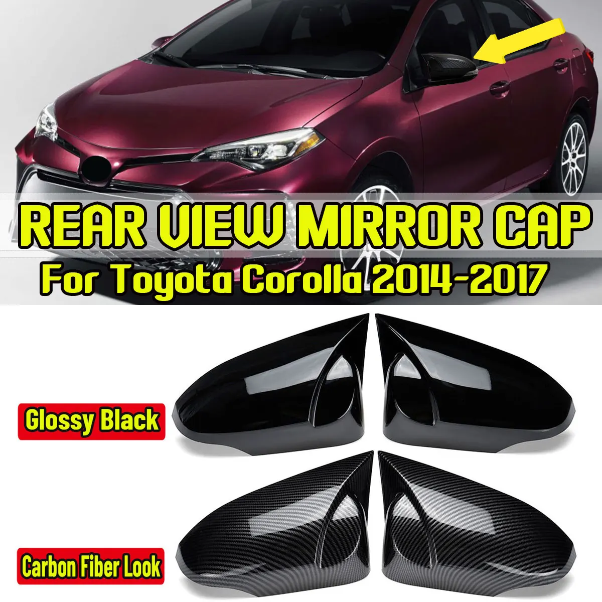 

2X For Toyota CHR C HR C-HR 2017-2021 Side Rearview Mirror Cover Caps Car Accessories Rear Side View Rearview Mirror Cover