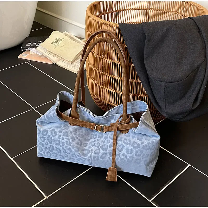 Leopardenmuster Gürtelschnalle Unterarm Umhängetasche, Vintage Große Kapazität Frauen Einkaufstasche, 2025 Herbst Winter Neue Top Griff Handtasche – Detail 9