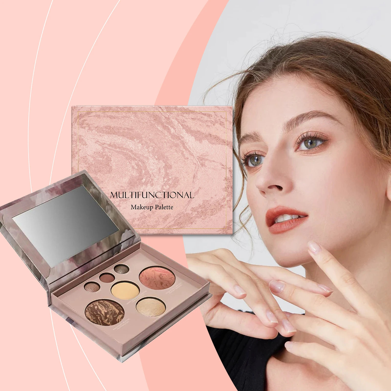 

Facial Highlighter Makeup Palette Eyeshadow Palette Contour Shimmer Powder Waterproof Brightening Multi Functional Makeup Set