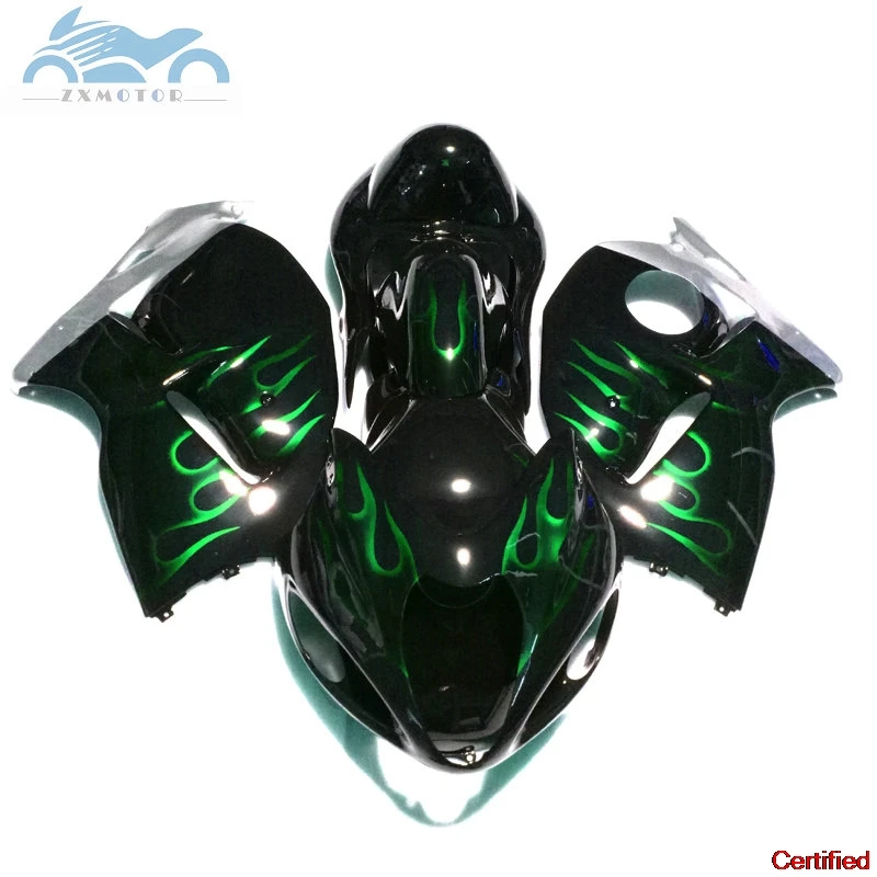 Free Custom Fairing kit for SUZUKI 1996-2007 GSX1300R fairings kit GSXR 1300 GSX R1300 1997 2007 green flames parts