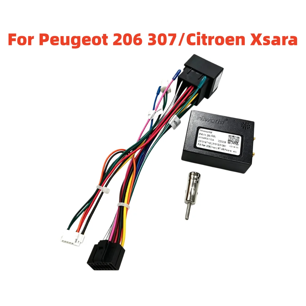 ISO Wiring Harness CAN Bus Decoder SWC Retention Plug and Play 16 Pin Android Cable Adapter, for Peugeot 206 307 Citroen Xsara