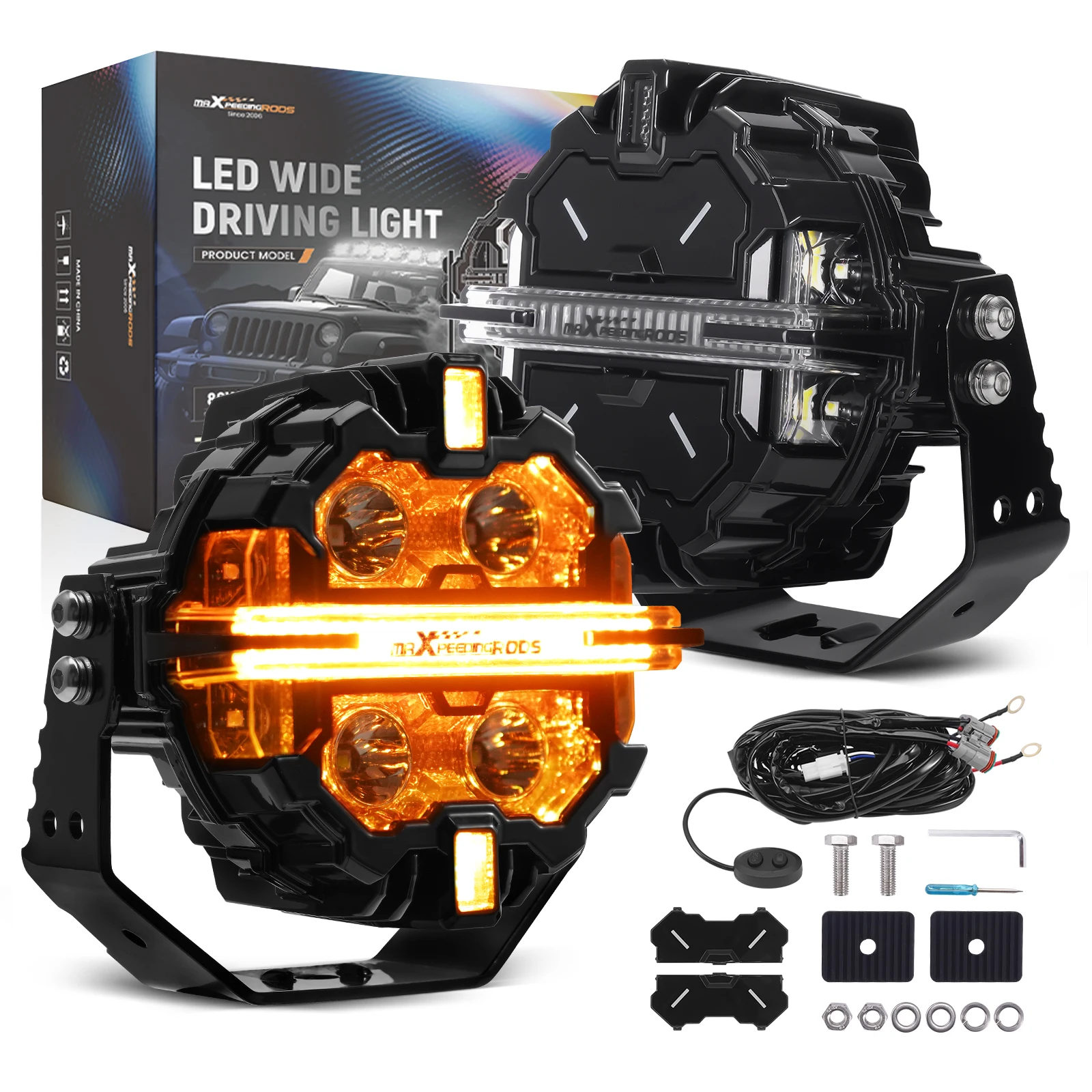 

Round LED Driving Lights 5inch RGB DRL Amber White Spot Beam Off Road 212W 12V
