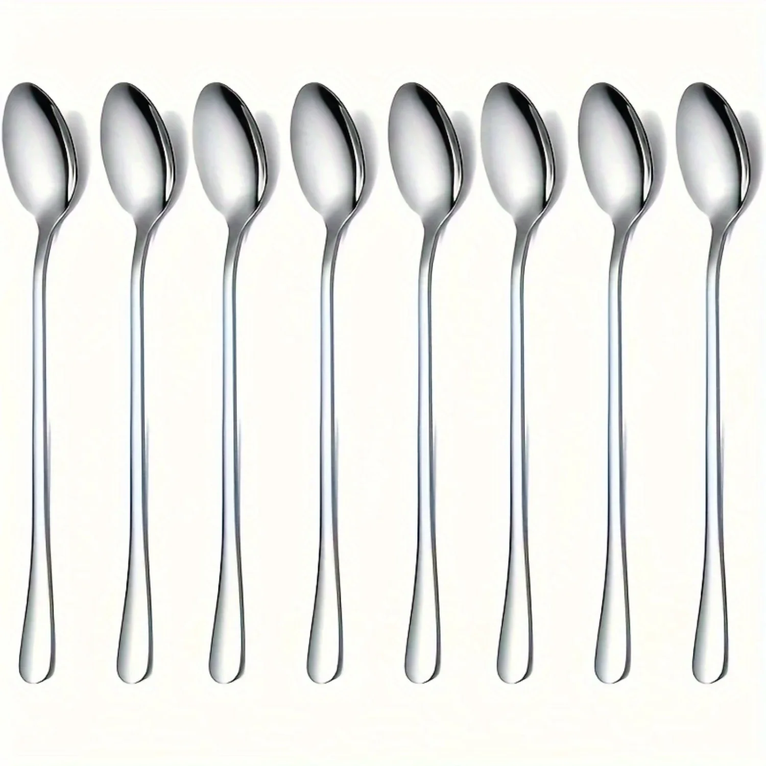 

8pcs Stainless Steel Coffee Spoon, Long Handle Stirring Spoon, Ice Tea Spoon, Ice Cream Spoon, Party Supplies, Restaurant Cafe T