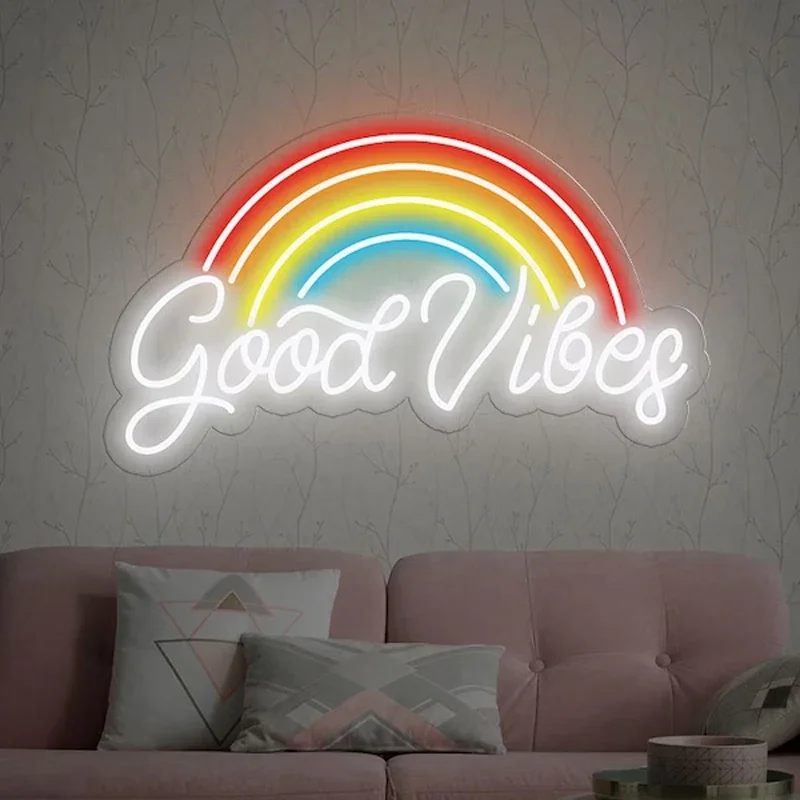 Good Vibes Neon Sign Good Vibes Led Sign Light Best Wishes Custom Neon Light for Bedroom Decor Children Room Decoration