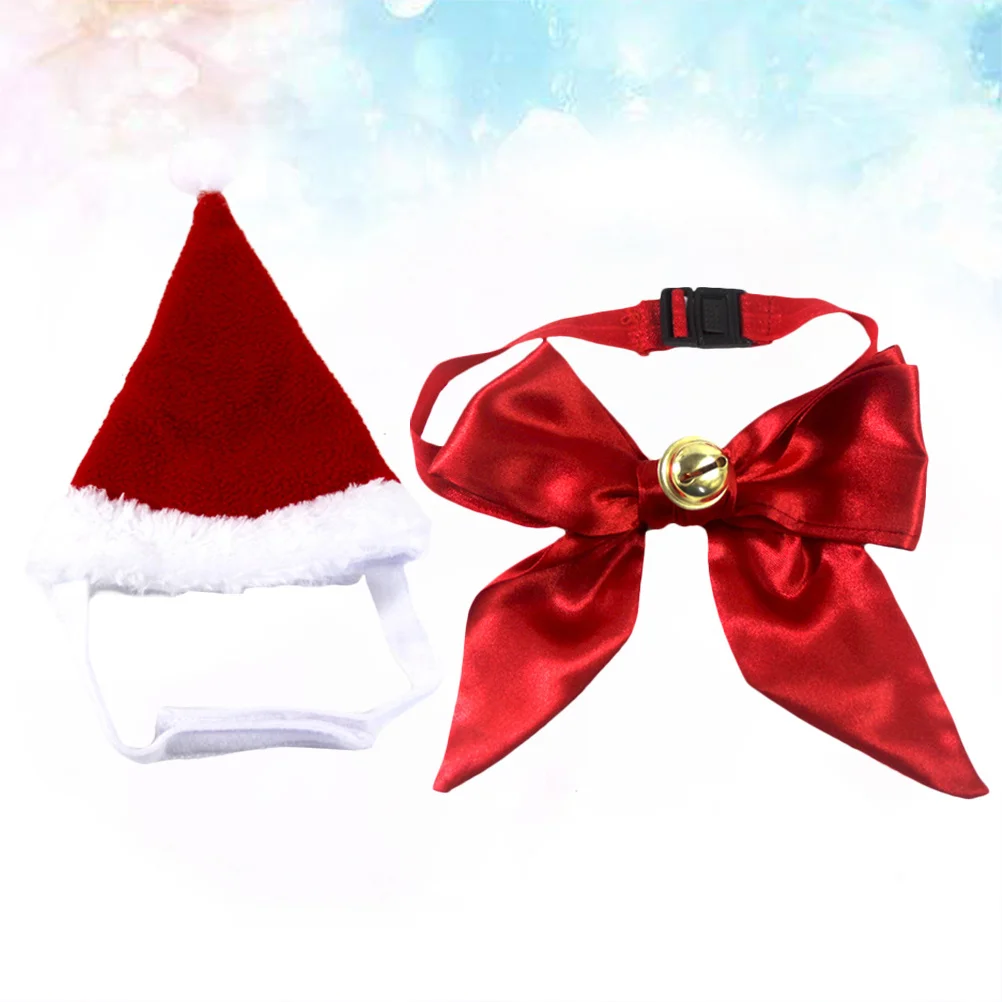 الحيوانات الأليفة قبعة ربطة العنق مجموعة لطيف عيد الميلاد الكلب الملحقات قابل للتعديل حفل زفاف عطلة زي للقطط الكلاب الصغيرة