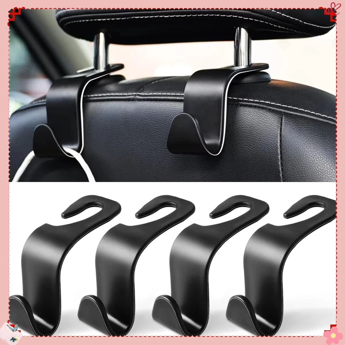 

Набор из 4 крючков для спинки автомобильного сиденья — прочный автомобильный органайзер для кошельков, сумок для покупок, пальто и зонтов, сохраняет автомобильный аккурат