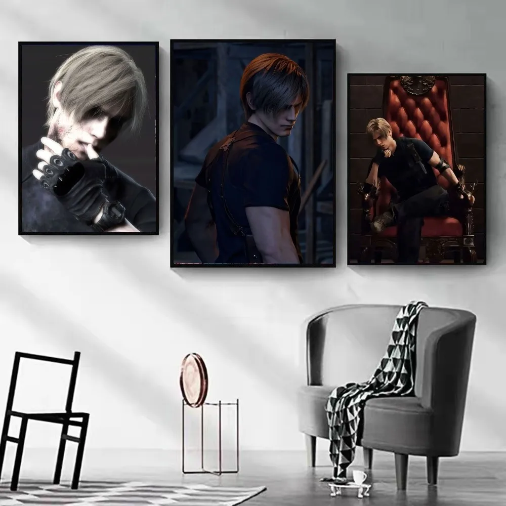 Resident Leon Kennedy E-Evil Poster DIY Kraft Paper Vintage Poster Wall Art Painting Study Stickers Big Szie Wall Painting