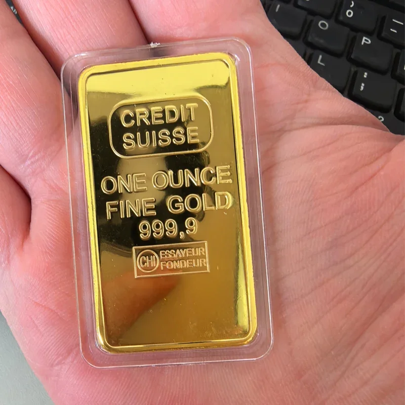 Home Office Desk Ornament Gold Plated Copper Mini Gold Bar Replica Decorative Collectible Souvenir Small Scale Model for Display