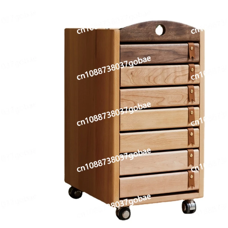 CX Seven-Layer Chest of Drawers File Storage Cabinet Solid Wood Children Moving Wheels