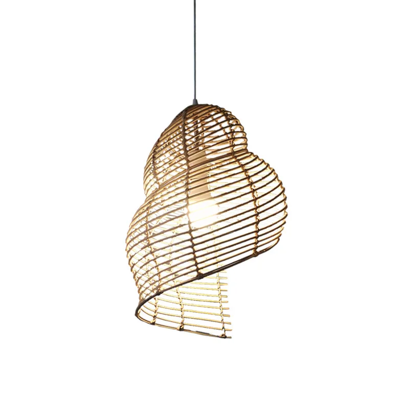 

Rattan art chandelier snail conch lighting personalized Chinese living room balcony restaurant project