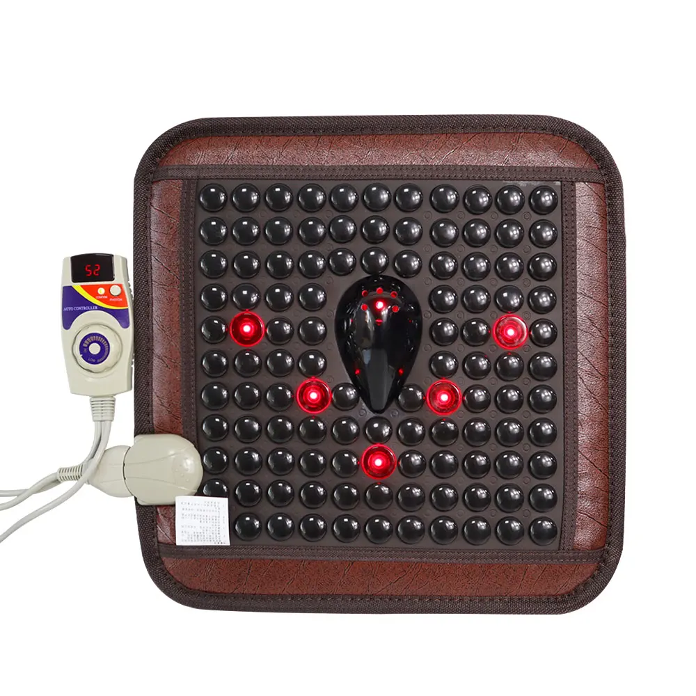 

Far Infrared Tourmaline Heating Mat - 45x45cm Large Acupressure Massage Pad for Back Neck Shoulder Pain Relief, Jade Stone