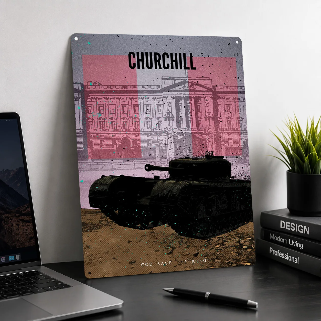 Churchill Tank 3D Texture Metal Poster Customized Wall Art Tin Sign Gift for Mancave Room Decorating Interior Office Decor House