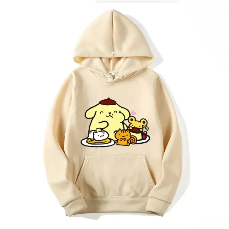 Pompom Purin Cartoon Anime Women Pullover Tops Spring Autumn Men Hoodie 2024 Fashion Yellow Sports Couple Sweatshirt Clothes