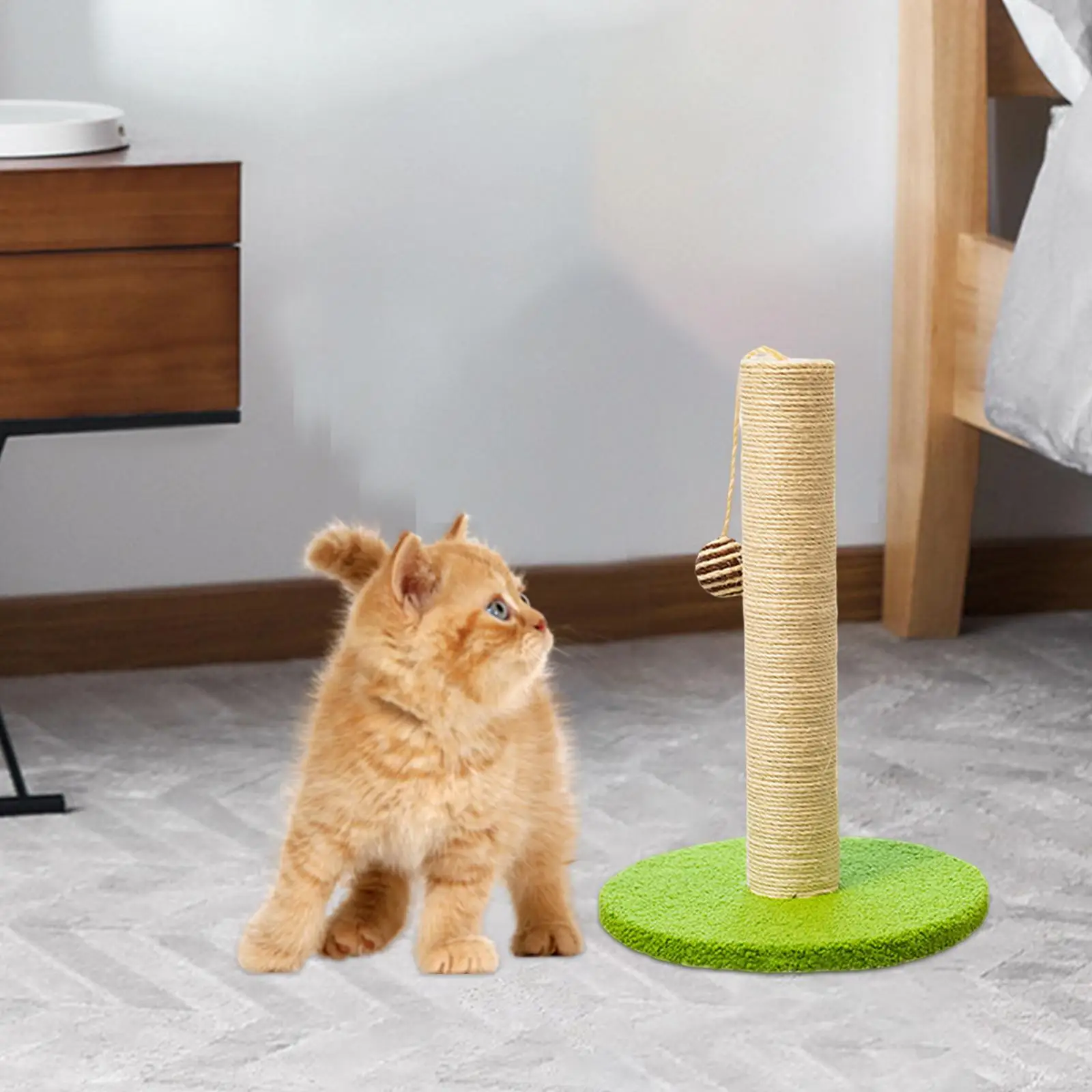 

Cat Scratching Post Sisal Scratch Posts with Dangling Balls Climbing Vertical Scratcher Durable for Indoor Cats Grinding Paws