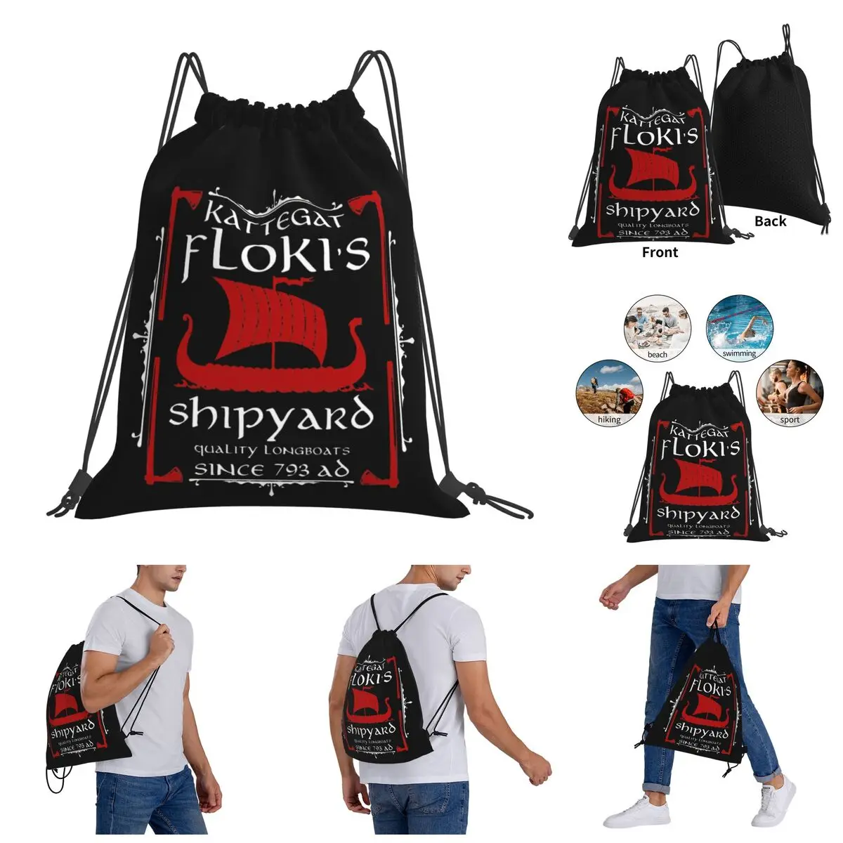 Kordel zug Taschen Sporttasche Flokis Werft Kattegat Party neues Design Mode Streetwear Rucksack Neuheit heißen Verkauf Infanterie Pack