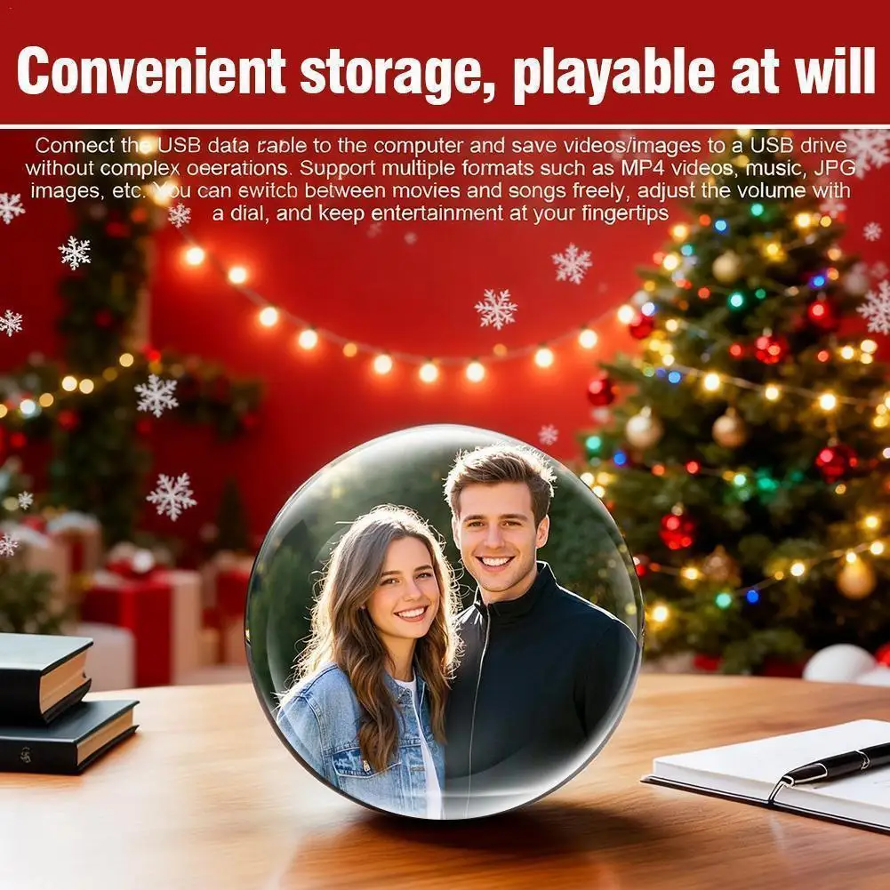Video-Player, elektronische Glaskugel, individuelle 3D-DIY-Kristallkugel, Weihnachten, Geburtstag, Geschenk, Begleiter, Video-Player für Familie