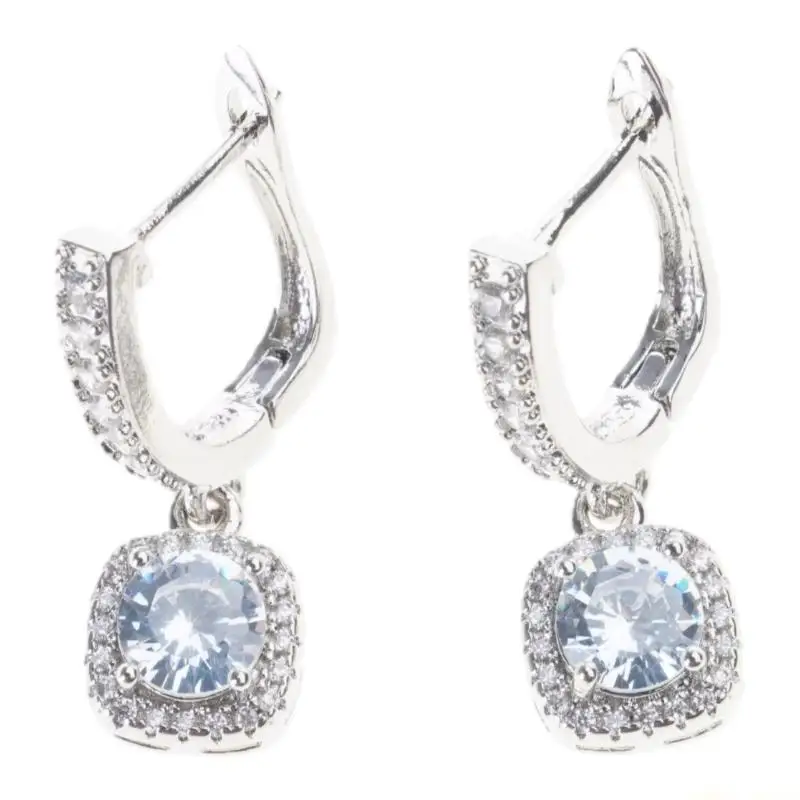31BF Square Zircon Earrings in Copper for Women Looks