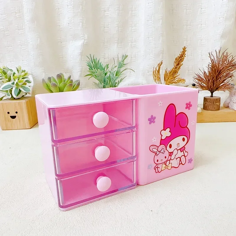 __bn__ Cinnamoroll My Melody Anime Kawaii Sanrio Desktop Storage Box Cute Kuromi Stationery Organizer Pen Holder Jewelry Case Kids Gift