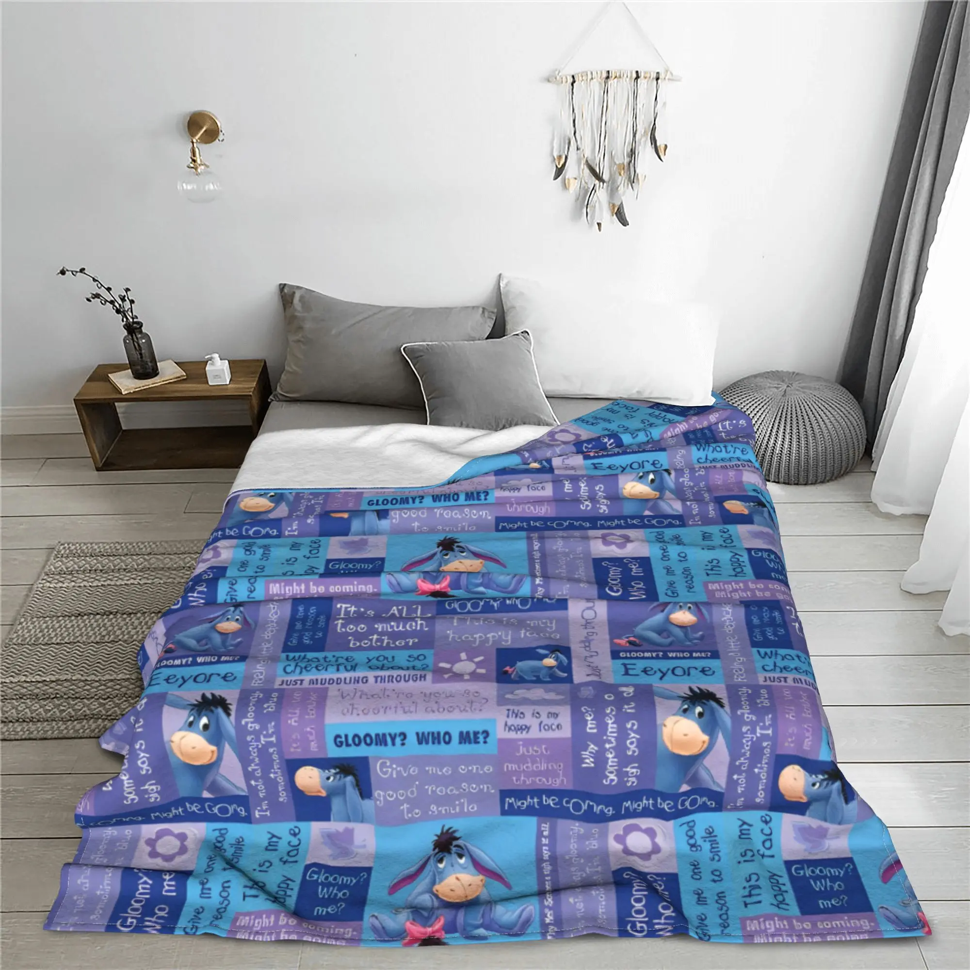 Pooh Bear Eeyore Donkey Flannel Blanket Cute Cartoon Creative Throw Blanket for Bedspreads 150*125cm Rug Piece Super Warm