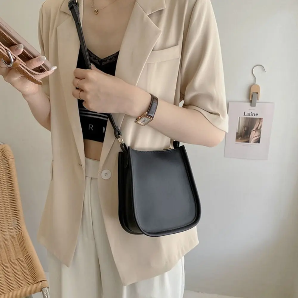 Pu Leather Small Square Bag Simple Mobile Phone Bag White Shoulder Bag Black Handbag Crossbody Bag Travel