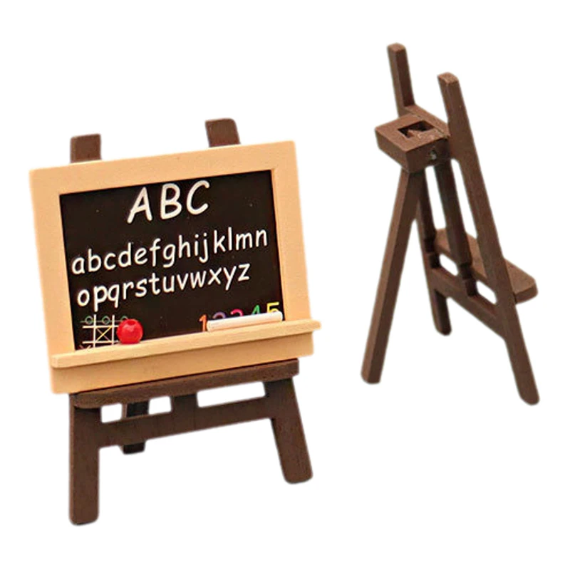 1 Set Mini Chalkboard Model Small  Wood Painting Easel Toys Dollhouse Furniture Miniature Accessories