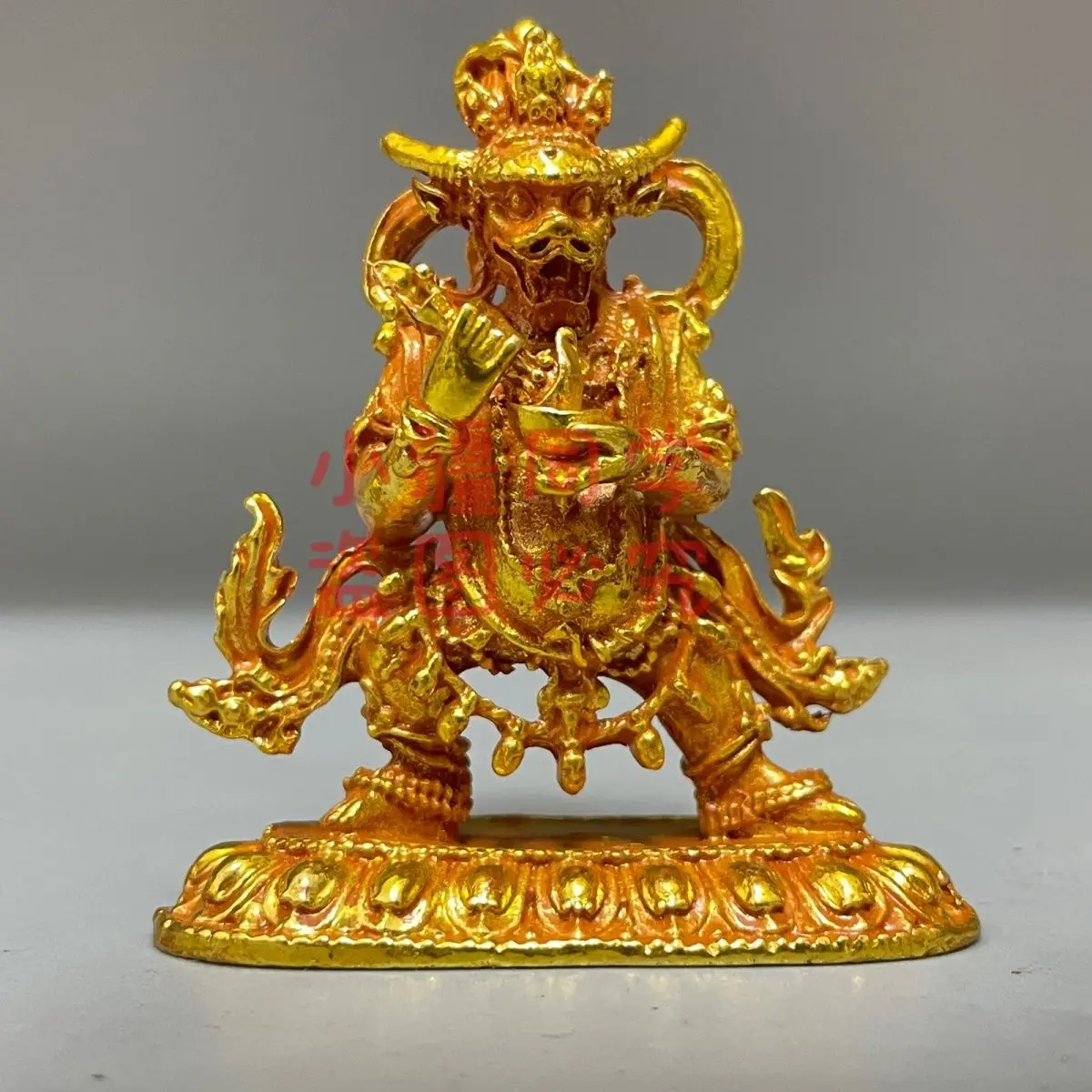 Antique Tibetan bronze ware, Buddha statue, Bodhisattva gilt tantra statue, household God of Wealth handicraft ornament