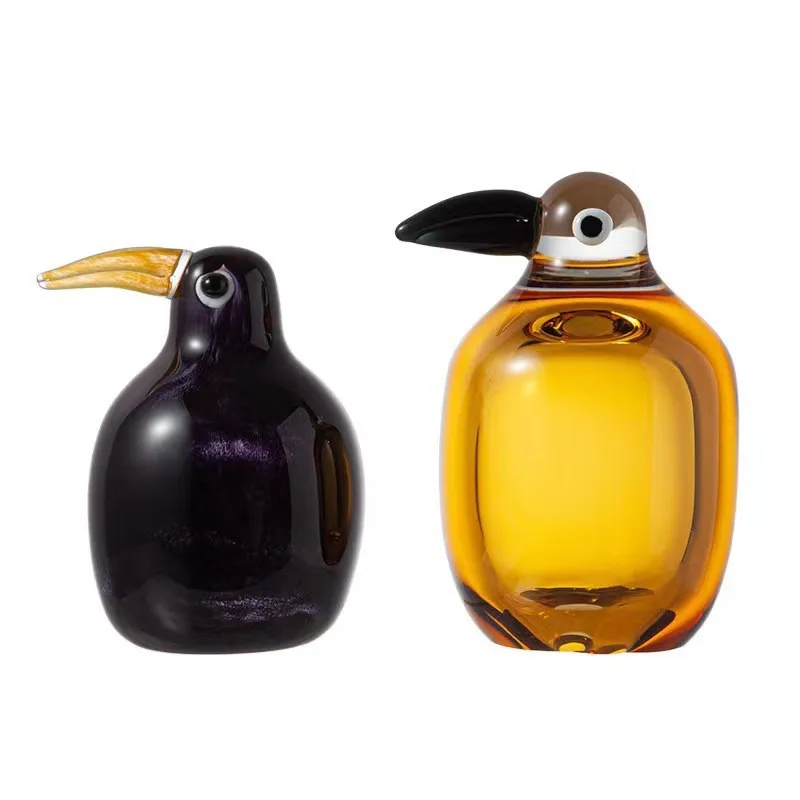 Colored bird tabletop ornament amber black retro contrasting color blown glass crafts glazed craftsmanship