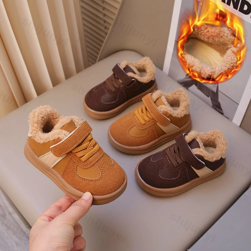 

Children's Cotton Shoes 2025 Winter New Fashion Boys Thicken Warm Sneakers Lightweight Comfortable Soft Sole Girls' Casual Flats