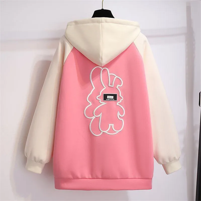 Spring Autumn Casual Hoodies Jacket Women 2023 New Loose Drawstring Hooded Coat Pure Colour Outerwear Fashion Pocket Tops Female