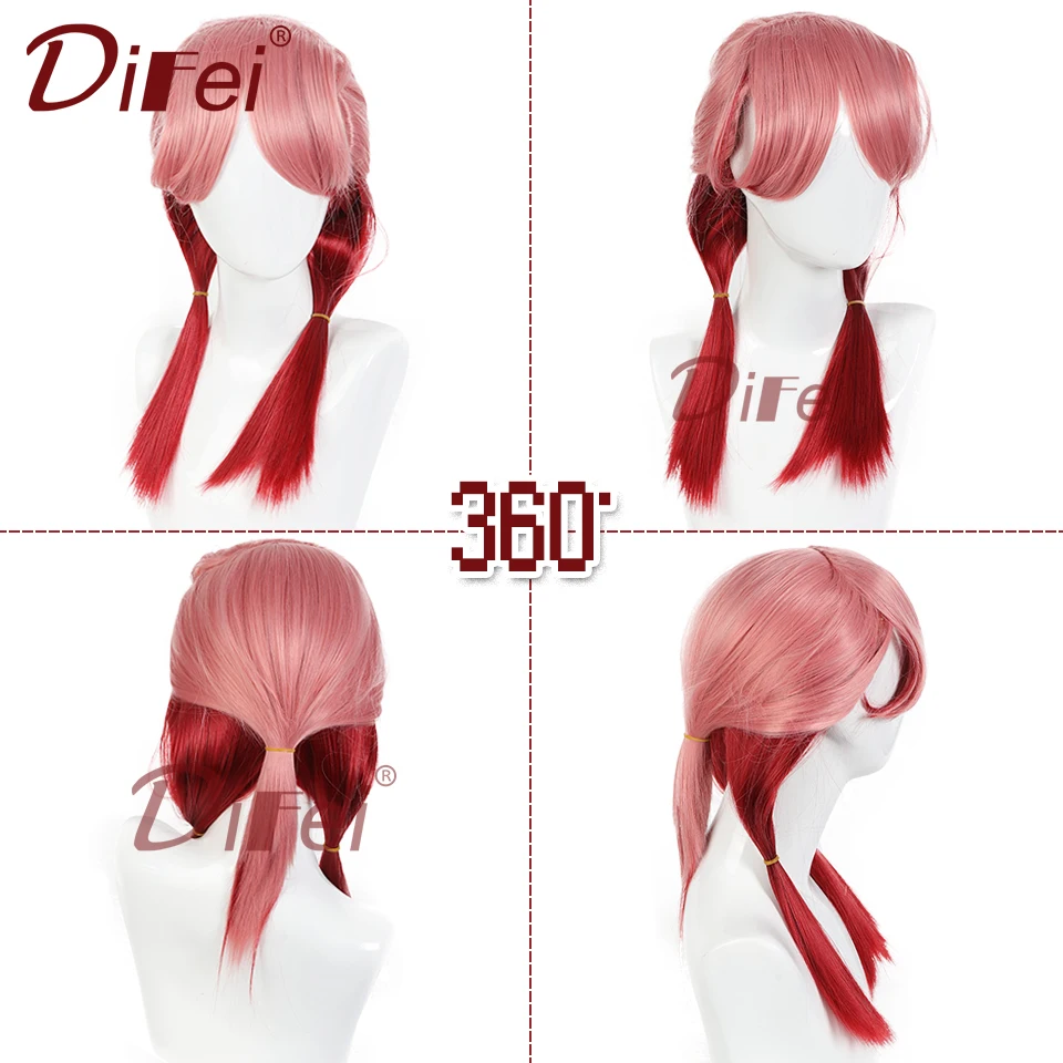 Pink Layered Straight Hair Synthetic Wig Female Role-playing Halloween Holiday Fake Straight Bangs Long Straight wig