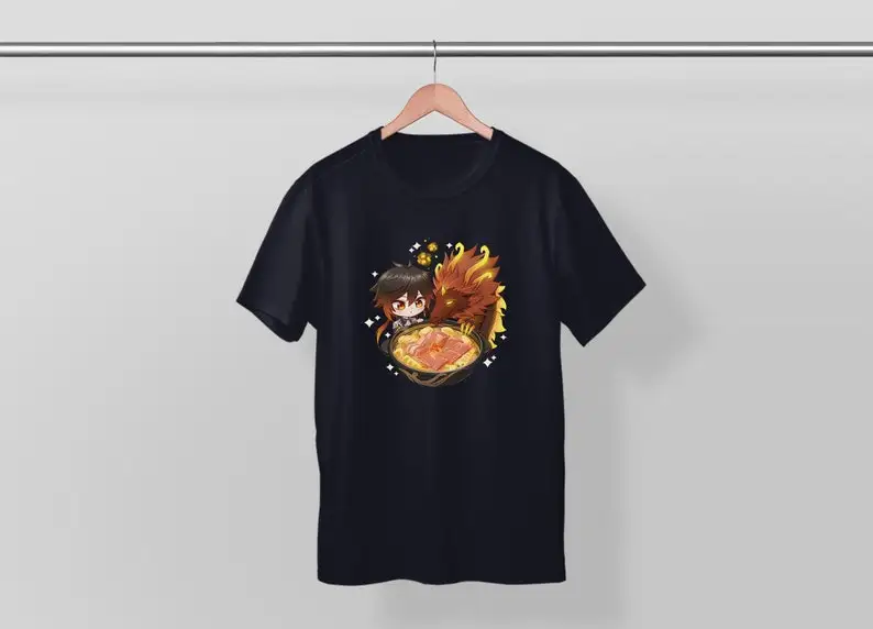 ZHONGLI- Genshin Impact Speciality dish Series! Unisex Tee T-shirt Kawaii Chibi Cute Fanart Merch Special food