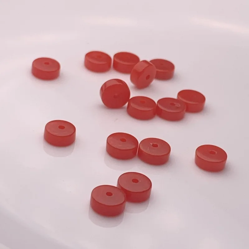 Natural Wasi Fine Straight Cut South Red Spacer Bead Full Meat Gasket Antique Curios Bracelet Accessories Jewelry Beads 6x2.6mm