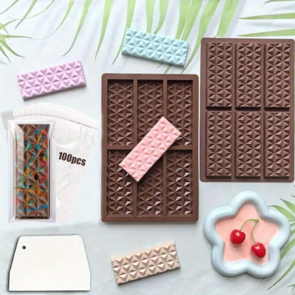 Molde de silicona para chocolate DIY, 2 unidades, con bolsas transparentes y raspador, para rellenar con crema de pistacho