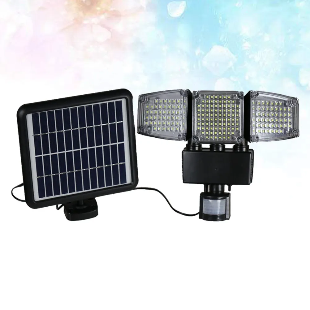 

188 светодиодных солнечных светильников с датчиком движения для улицы, черные, ультраяркие, водонепроницаемые, с регулируемыми головками, настенный светильник для безопасности, для двора и дорожек
