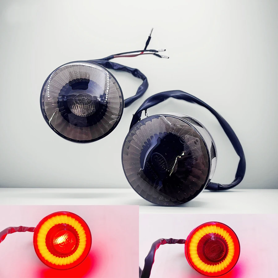 12V LED uniwersalne światło tylne motocykla ATV UTV okrągła lampa motocyklowa z tylnym hamulcem dla Honda Yamaha Choppers Smoke Lens