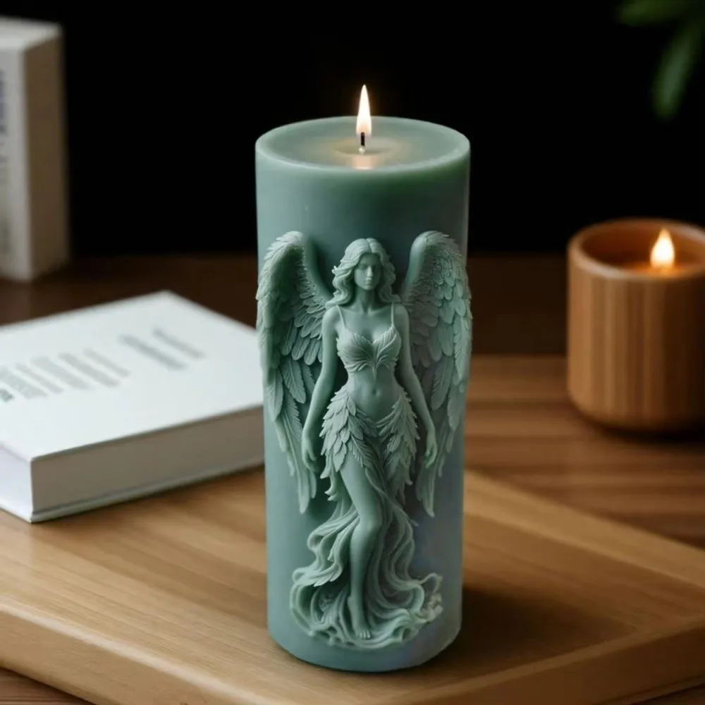 New Silicone Scented Candle Mold 3D Gothic Style Goddess Figure Plaster Mold Wing Angel Relief Clay Making Tool Home Decor - view 2