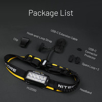 Wholesale NITECORE HU2000 2000LMs Primary White Light 6000K +Auxiliary Red Light High Output Split-Type Work Headlamp No Battery