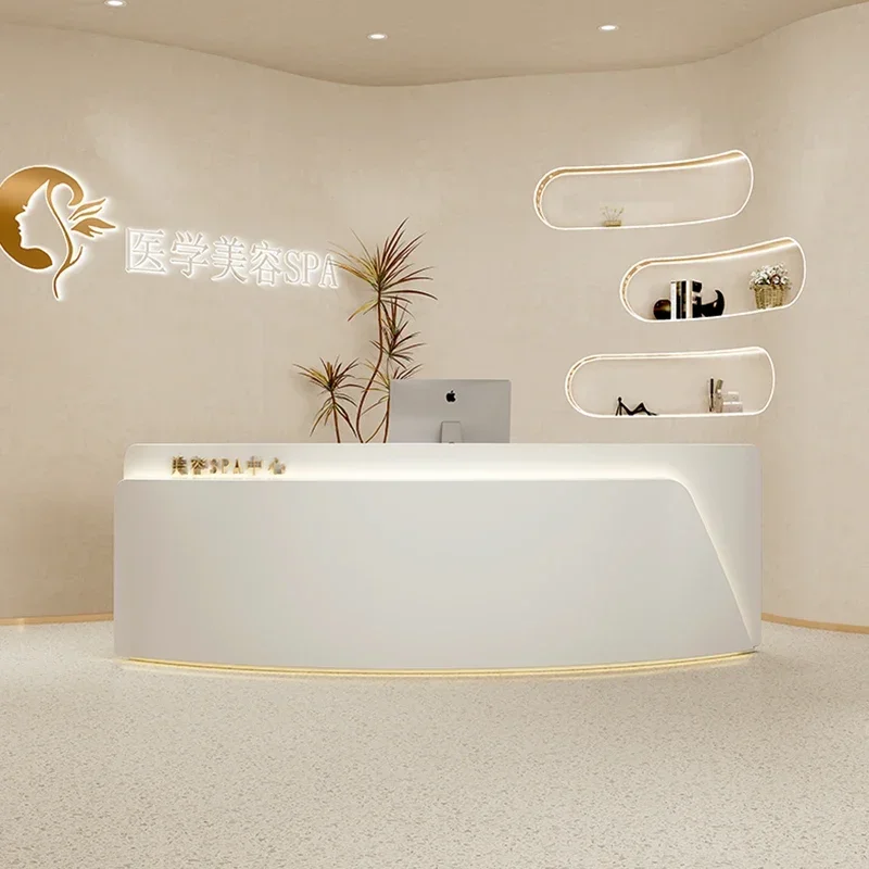 

Beauty Institute Counter Reception Salon Desk Long Lectern Simple Restaurant Checkout Luxury Furniture Office Hairdressing Table
