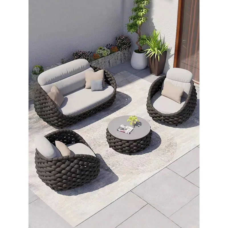 

Coffee table furniture combination open-air light room waterproof and sunscreen rattan leisure