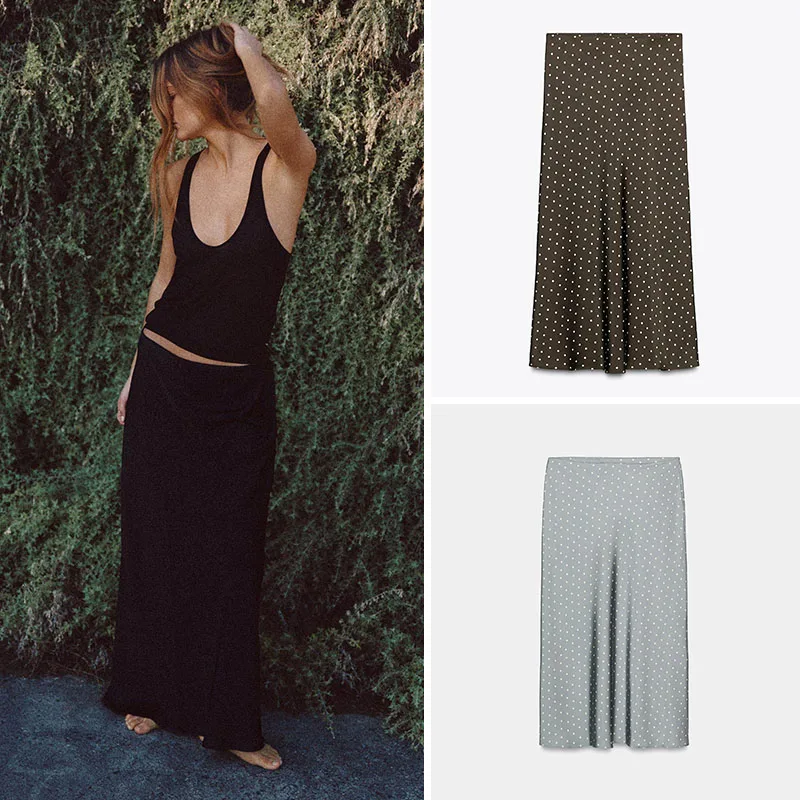Elegant High Waist Silk Satin Midi Skirt Women's New Arrival Spring Fashion Quality Texture 18-25 Years Old Suitable