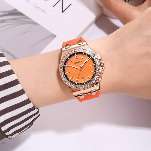 Imagen 2 del producto Marca RUIMAS, reloj para mujer, reloj de pulsera informal de cuarzo elegante de lujo para mujer, reloj femenino resistente al agua con fecha automática, reloj femenino 339