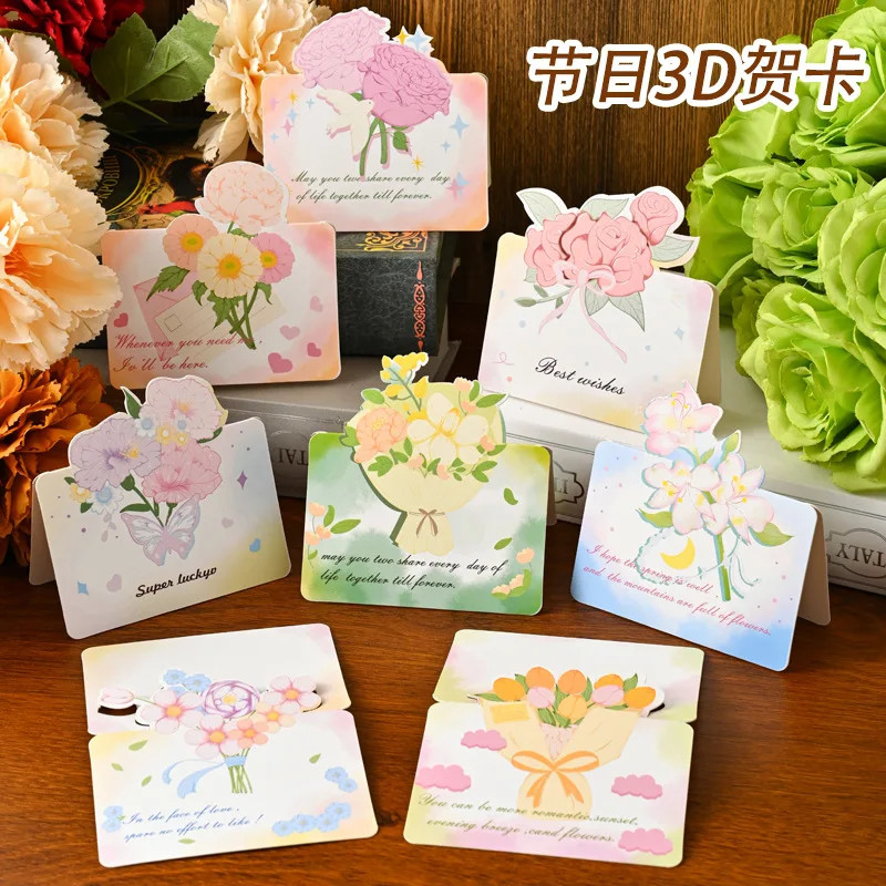 

Custom Women's Day Greeting Card Handwritten Small Card Message Card Valentine's Day Flower Letter Paper Postcard High-