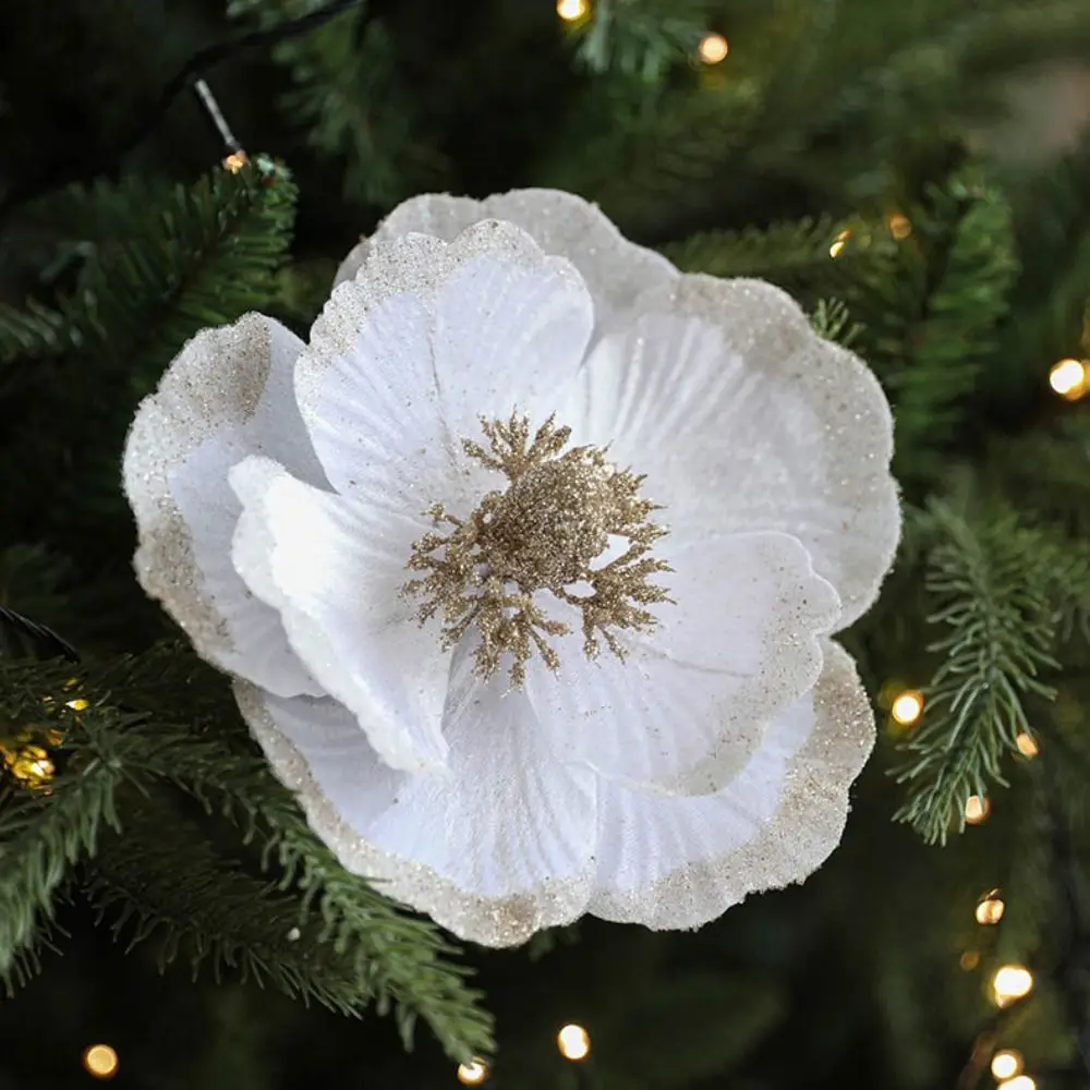 

New 18cm Yulan Flower DIY Large Christmas Flowers Hanging Ornaments Wedding Decor Xmas Tree Decorations