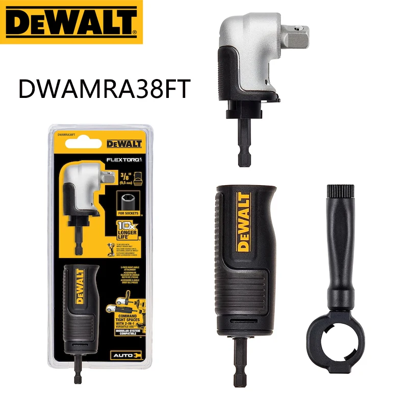 

DEWALT FLEXTORQ® DWAMRA38FT Tool Accessory 3/8" 10X Longer Life Square Electrician Drive Modular Right Angle Attachment