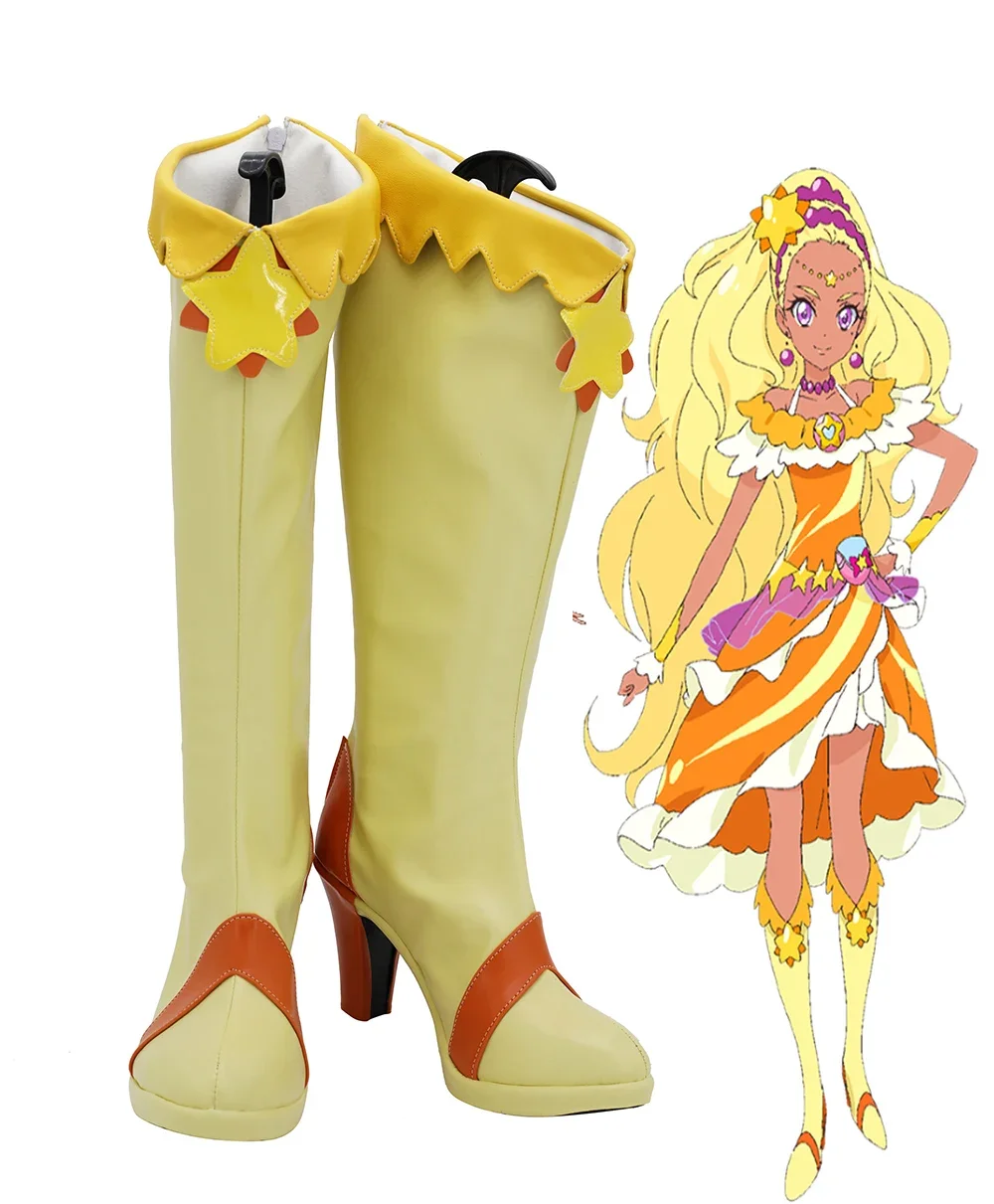 Amamiya Erena Shoes Cosplay Star Twinkle Precure Cure Soleil Cosplay Boots Yellow Shoes Custom Made Halloween Cosplay