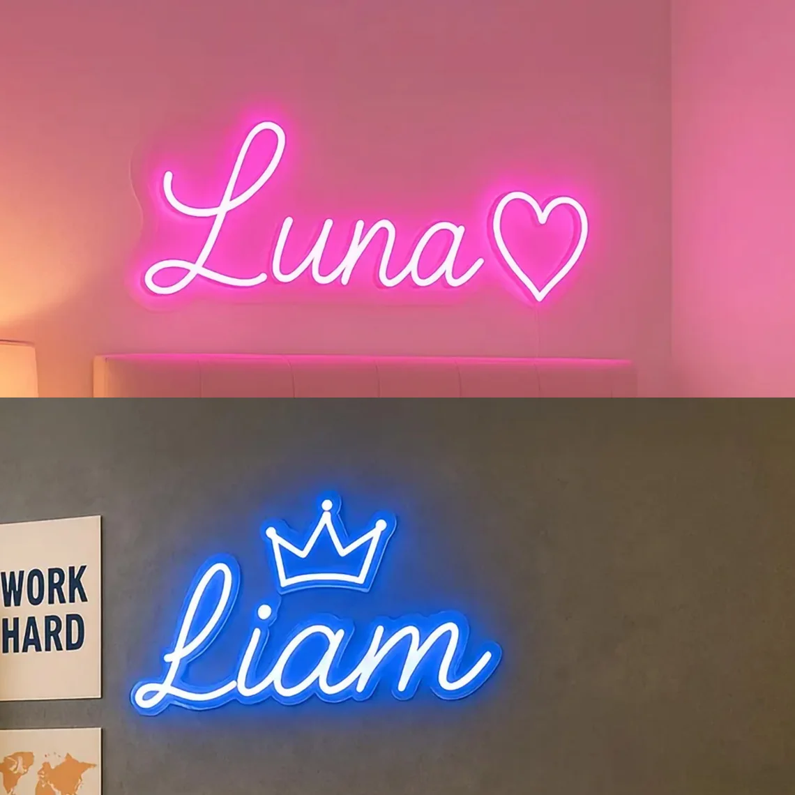 カスタムネームネオンサイン、かわいいチェリーUV印刷ネームサイン、女の子の部屋保育園寮の装飾、家の壁の装飾、子供へのギフト