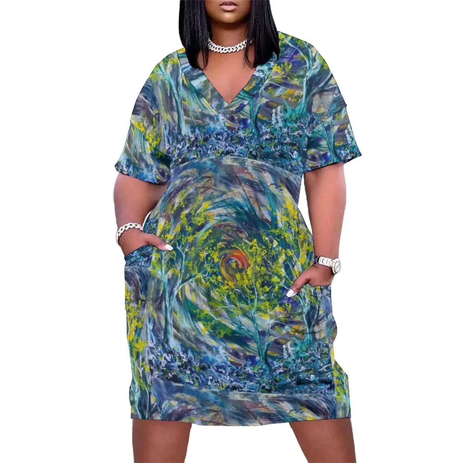 A Walk to the Vortex Loose Pocket Dress dresses for womens chic and elegant woman dress women's clothing trend 2025