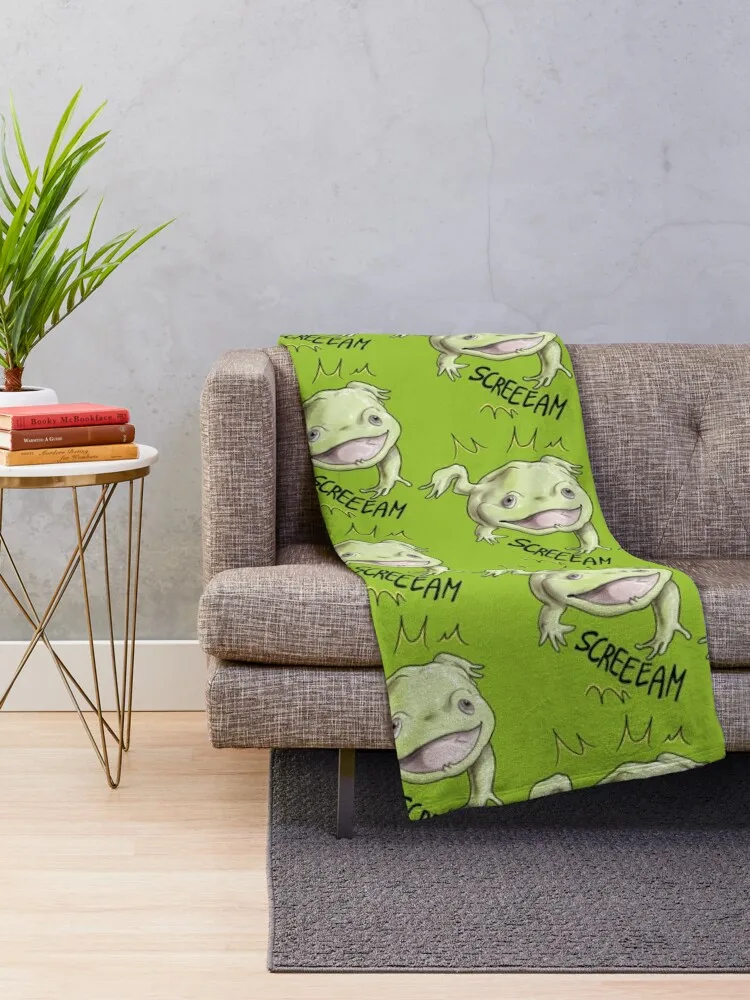 Screaming Budgett's frog Throw Blanket Moving halloween Sofa Throw Flannel Fabric Blankets